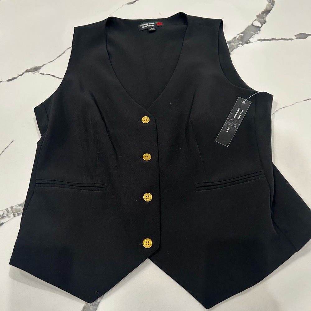 Shelby Rose Black Vest with Gold Buttons